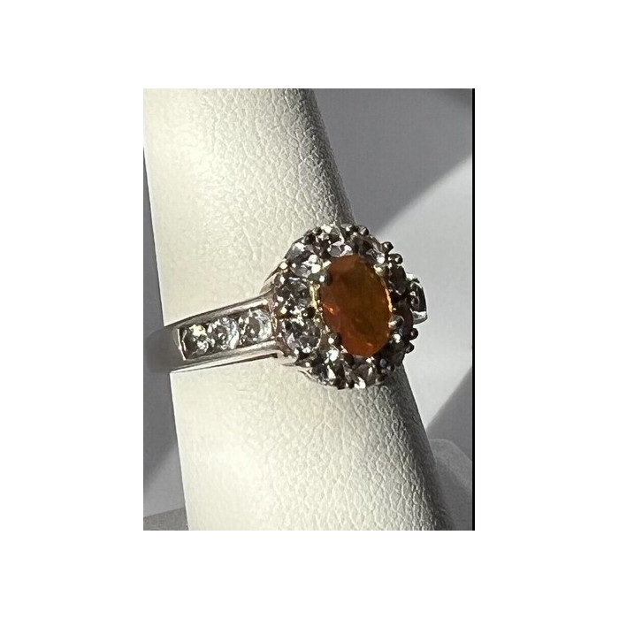 925 Sterling Silver Citrine, Goshenite Ring Size 6.5