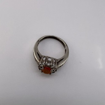 925 Sterling Silver Citrine & Goshenite Ring Size 6.5
