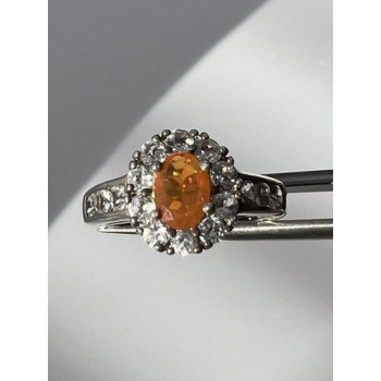 925 Sterling Silver Citrine, Goshenite Ring Size 6.5