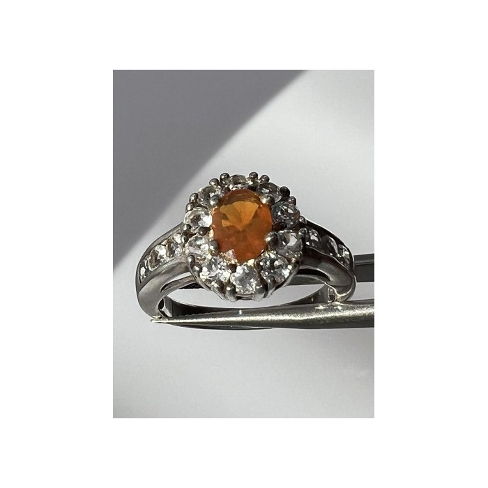 925 Sterling Silver Citrine, Goshenite Ring Size 6.5