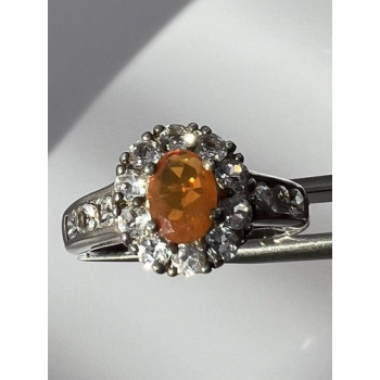 925 Sterling Silver Citrine, Goshenite Ring Size 6.5