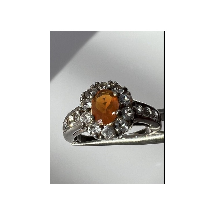 925 Sterling Silver Citrine, Goshenite Ring Size 6.5