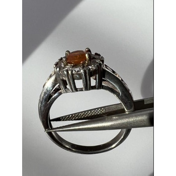 925 Sterling Silver Citrine, Goshenite Ring Size 6.5