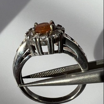 925 Sterling Silver Citrine & Goshenite Ring Size 6.5