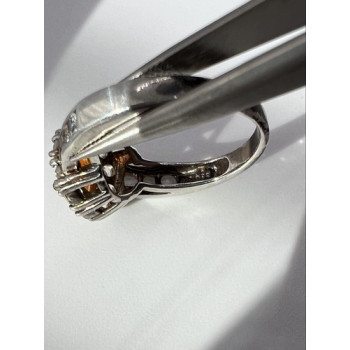925 Sterling Silver Citrine, Goshenite Ring Size 6.5