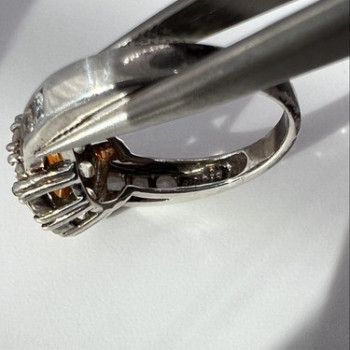 925 Sterling Silver Citrine & Goshenite Ring Size 6.5