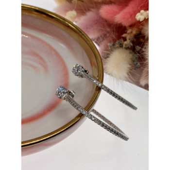 925 Sterling Silver CZ Hoop Earrings