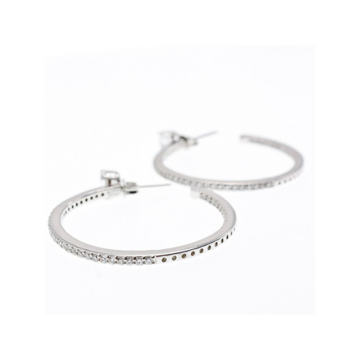 925 Sterling Silver CZ Hoop Earrings