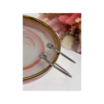 925 Sterling Silver CZ Hoop Earrings