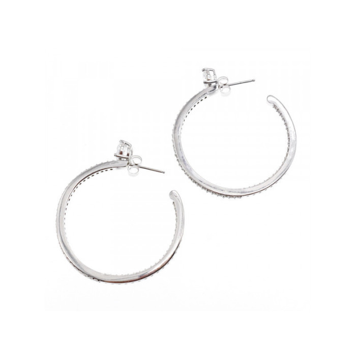 925 Sterling Silver CZ Hoop Earrings