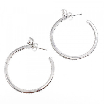 925 Sterling Silver CZ Hoop Earrings