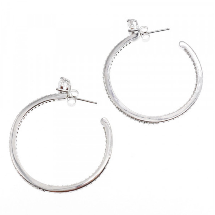 925 Sterling Silver CZ Hoop Earrings