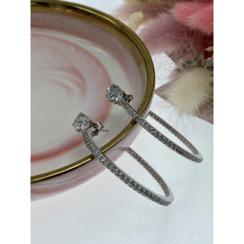 925 Sterling Silver CZ Hoop Earrings