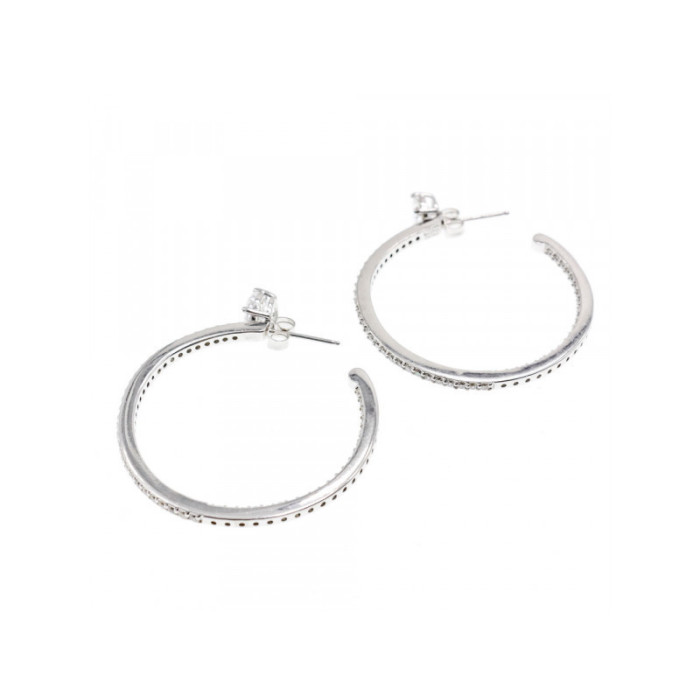 925 Sterling Silver CZ Hoop Earrings