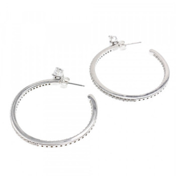 925 Sterling Silver CZ Hoop Earrings