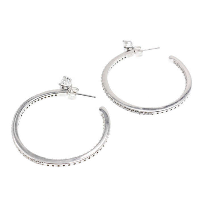 925 Sterling Silver CZ Hoop Earrings