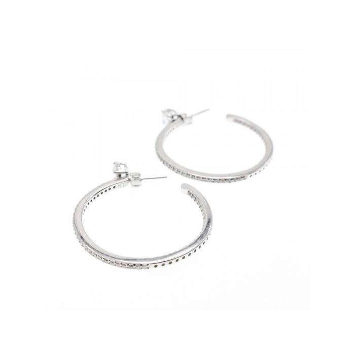 925 Sterling Silver CZ Hoop Earrings