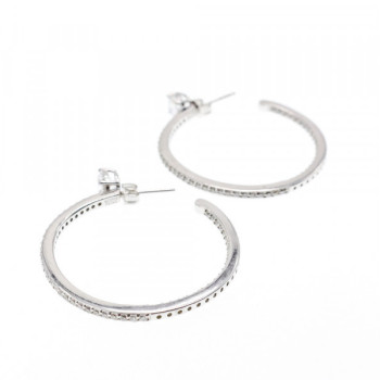 925 Sterling Silver CZ Hoop Earrings