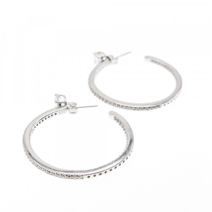 925 Sterling Silver CZ Hoop Earrings