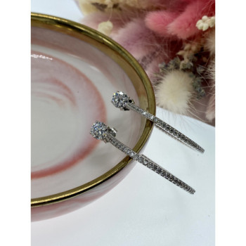 925 Sterling Silver CZ Hoop Earrings