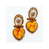 VINTAGE 800 SILVER GOLD PLATED AMBER & MOTHER OF PEARL 