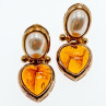 Vintage 800 Silver Gold Plated Amber & Mother OF Pearl 