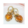 VINTAGE 800 SILVER GOLD PLATED AMBER & MOTHER OF PEARL 