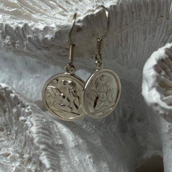 925 Sterling Silver Angels Earrings Length 1.3 Inch