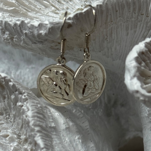 925 Sterling Silver Angels Earrings Length 1.3 Inch