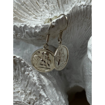 925 Sterling Silver Angels Earrings Length 1.3 Inch