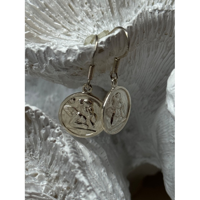 925 Sterling Silver Angels Earrings Length 1.3 Inch