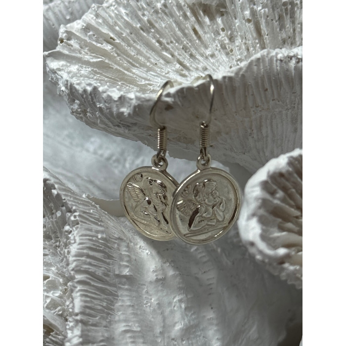 925 Sterling Silver Angels Earrings Length 1.3 Inch