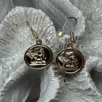 925 Sterling Silver Angels Earrings Length 1.3 Inch