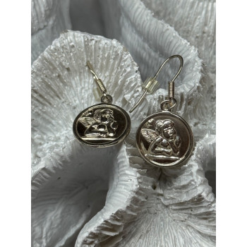 925 Sterling Silver Angels Earrings Length 1.3 Inch