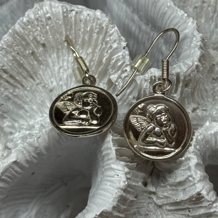 925 Sterling Silver Angels Earrings Length 1.3 Inch