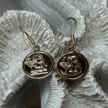 925 Sterling Silver Angels Earrings Length 1.3 Inch