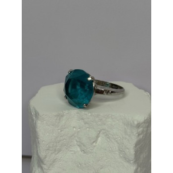925 Sterling Silver Aquamarine Ring Size 4