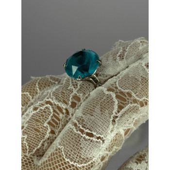 925 Sterling Silver Aquamarine Ring Size 4