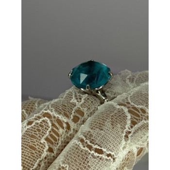 925 Sterling Silver Aquamarine Ring Size 4