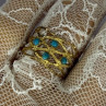 925 Sterling Silver Gold Plated Turquoise Ring Size 8.5