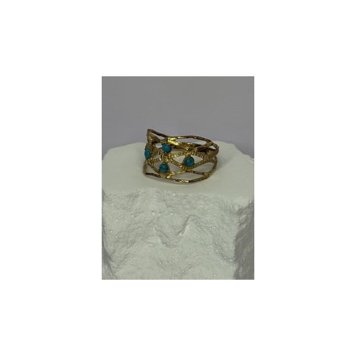 925 Sterling Silver Gold Plated Turquoise Ring Size 8.5