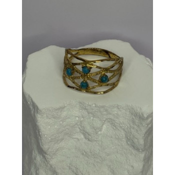 925 Sterling Silver Gold Plated Turquoise Ring Size 8.5