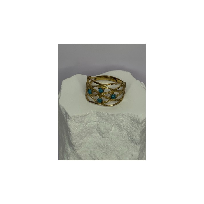 925 Sterling Silver Gold Plated Turquoise Ring Size 8.5
