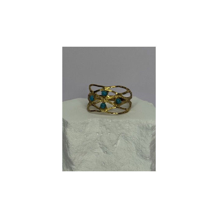 925 Sterling Silver Gold Plated Turquoise Ring Size 8.5