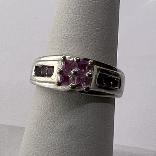 925 Sterling Silver Pink CZ Ring Size 6