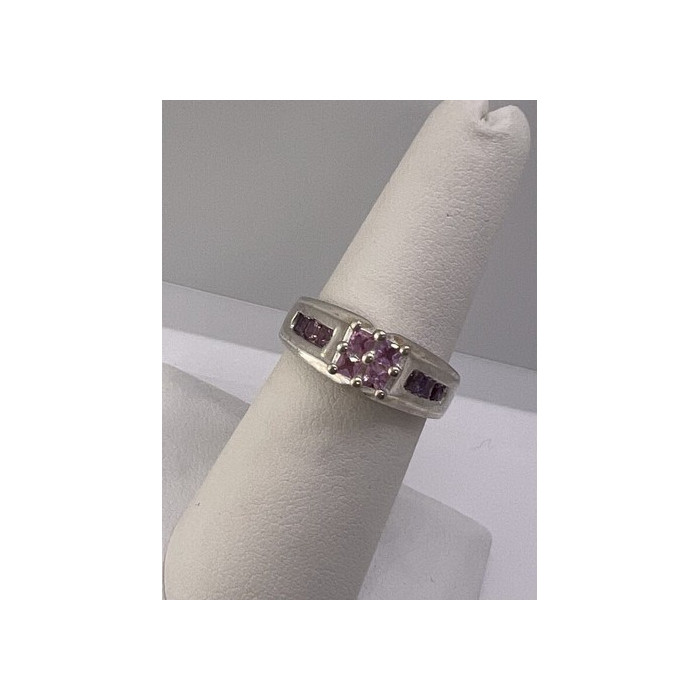 925 Sterling Silver Pink CZ Ring Size 6
