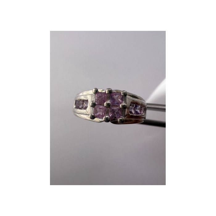 925 Sterling Silver Pink CZ Ring Size 6