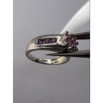 925 Sterling Silver Pink CZ Ring Size 6