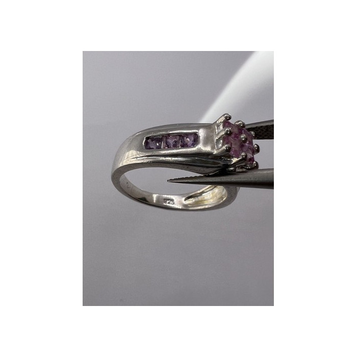 925 Sterling Silver Pink CZ Ring Size 6