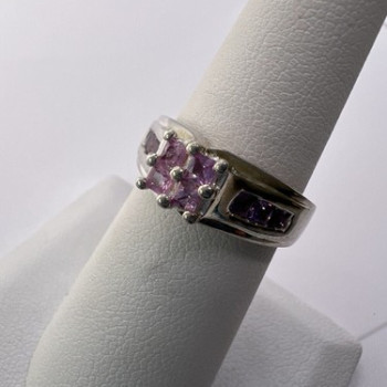 925 Sterling Silver Pink CZ Ring Size 6